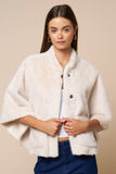 Cream Fur Cape Sleeve Jacket