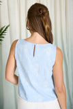 Blue Floral Embroidered Pattern Floral Lace Top