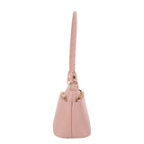 Taupe Double Compartment Braided Handle Bag
