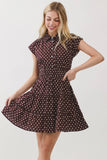 Brown Collared Polka Dot MIni Dress