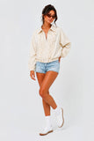 Cream Ruffle Track Jacket