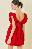 Red Bubble Hem Dress