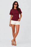 White Cinched Waist Short Sleeve Top
