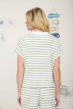 Striped Collared Short Sleeve Top