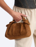 Brown Suedette Knot Handle Handbag
