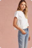 White Ruffle Frill Angled Hem Top