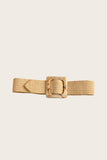Natural - Marbled Swirl Square Buckle Elastic Belt