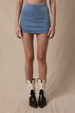 Blue Denim Side Zipper Skort
