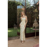 Cream Floral Maxi Dress with Scarf