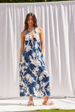 Navy Halter Neck Midi Dress