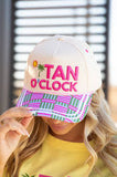 "Tan O'Clock" on Tan Cap with Patch Work