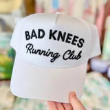 "Bad Knees Running Club" on White Cap