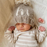 Hi. Pebble Brown Hand Knit Beanie 0-6 mo