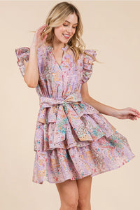 Lavender Mix Eyelet Ruffle Dress