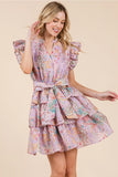 Lavender Mix Eyelet Ruffle Dress