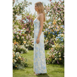 Blue Printed Jacquard Maxi