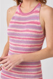 Pink Mix Stripe Sleeveless Knit Dress