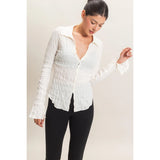 Ivory Textured Top w/ Collar