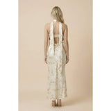 Cream Floral Maxi Dress with Scarf