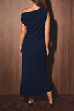 Navy Ruched Side Off the Shoulder Top