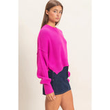 Bright Pink Drop Shoulder Sweater
