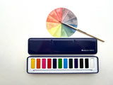 Watercolor Set: 12 Artist Grade Color Tin + Wood Paintbrush