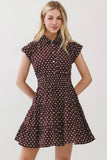 Brown Collared Polka Dot MIni Dress
