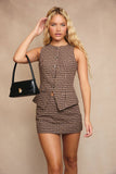 Check Mini Skirt and Vest Set