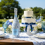 Beau Bottles Blue Wedding Toile- Prosecco Collection