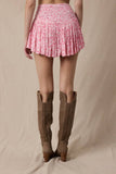 Pink Floral Corset Tie Skirt