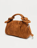 Brown Suedette Knot Handle Handbag