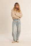 Tan Fur Ribbed Zip Up Jacket