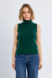Forest Green Sleeveless Turtleneck Sweater