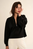 Black Edie Front Zip Soft Long Sleeve