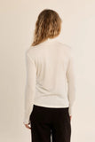 Off White Scalloped Neck Long Sleeve