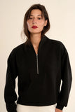 Black Edie Front Zip Soft Long Sleeve