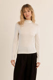 Off White Scalloped Neck Long Sleeve