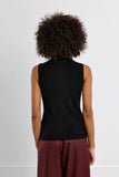 Black Thin Sleeveless Turtleneck Sweater