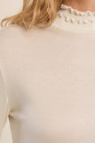 Off White Scalloped Neck Long Sleeve