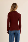 Burgundy Scalloped Neck Long Sleeve