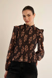 Apolline Ruched Blouse in Chocolate