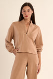 Camel Edie Front Zip Soft Long Sleeve