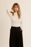 Off White Scalloped Neck Long Sleeve
