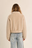 Tan Fur Ribbed Zip Up Jacket