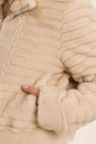 Tan Fur Ribbed Zip Up Jacket