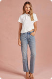 White Ruffle Frill Angled Hem Top