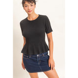 Black Knit Peplum Top