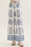 Blue & White Abstract Tank & Pant Set
