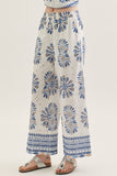 Blue & White Abstract Tank & Pant Set