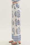 Blue & White Abstract Tank & Pant Set